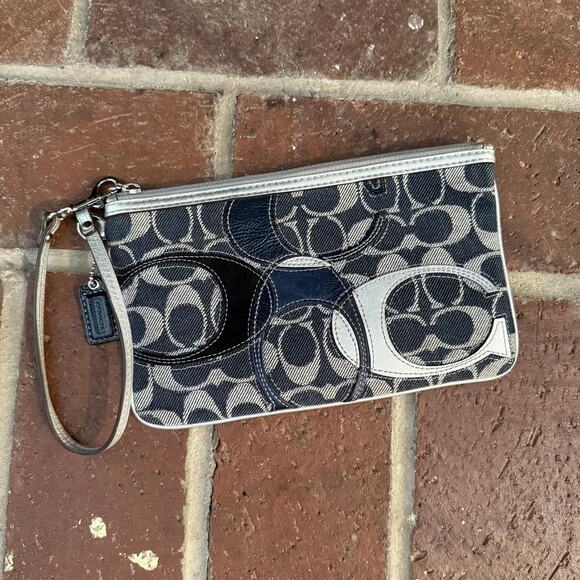 Coach Denim Logo Wristlet - Picture 1 of 9